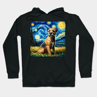 Starry Border Terrier Dog Portrait - Pet Portrait Hoodie